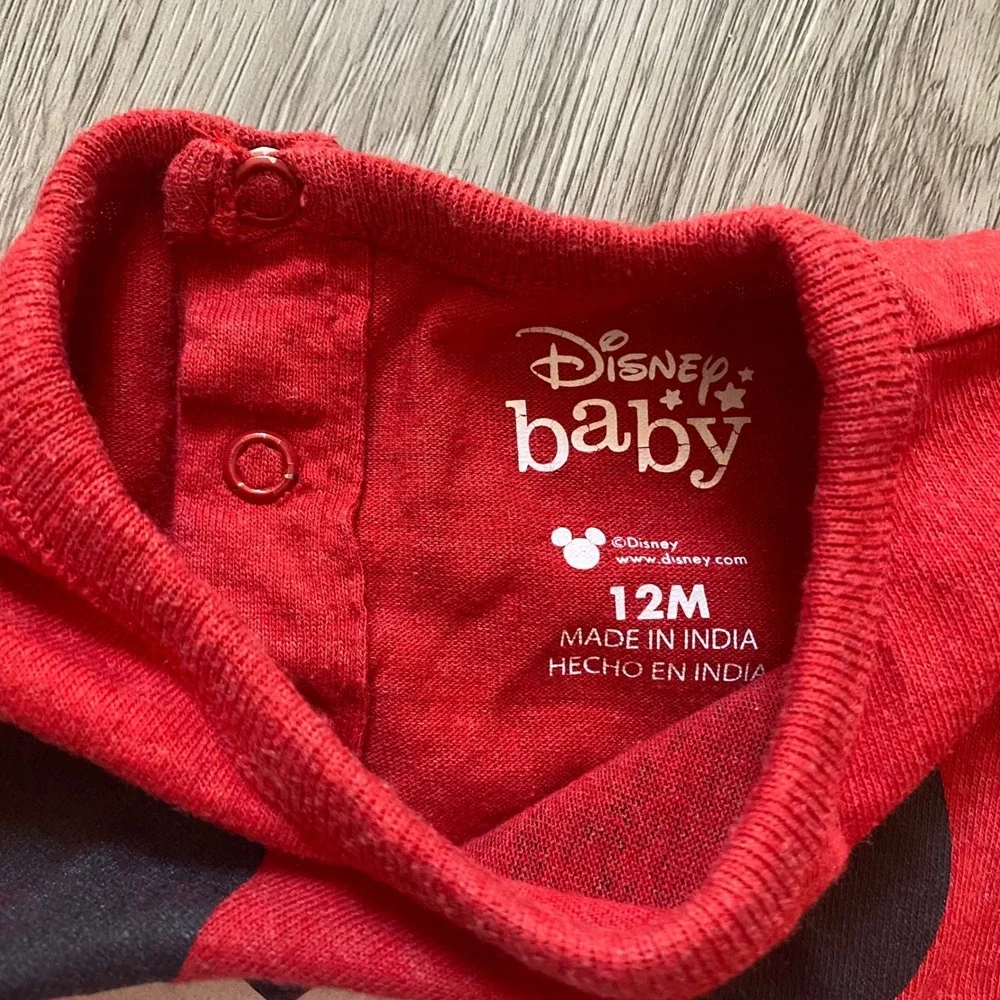 Disney Baby 12 months Matching Set Mickey‎ T Shirt Sweat Shorts Red Happy